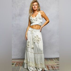 POL SET Embroidered Boho-Chic Viscose Two-Piece